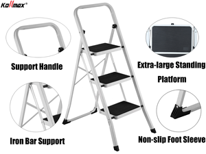 Échelle domestique en acier, échelle pliante en forme de A avec main courante, capacité de charge de 150 kg pour une utilisation en cuisine en intérieur - Product Image 4