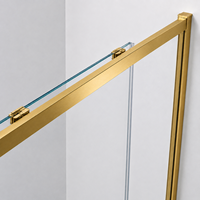 Porte de douche coulissante en verre d'angle dorée, cabine de douche 1950 mm (H) et 680-1200 mm (L), verre trempé, pour hôtel, salle de bain, appartement