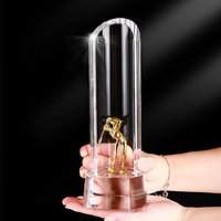 Trophée sportif en cristal de verre transparent doré argenté bronze avec impression UV pour cadeaux de bienvenue