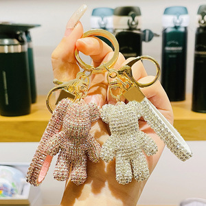 Nouveau porte-clés ours mignon, accessoires pour femmes et hommes, kawaii, porte-clés de voiture, portefeuille, strass personnalisés, bling, cadeau promotionnel, alliage - Product Image 2