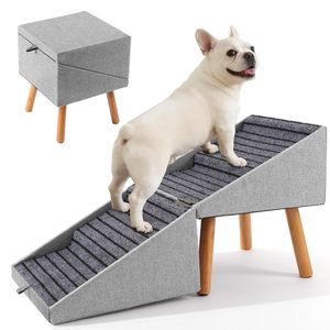 ZMaker Nuevas Escaleras y Otomana 2 en 1 para Mascotas, Escaleras Plegables para Perros para Sofá, Escaleras Antideslizantes de Madera para Mascotas con Diseño de Otomana Dividida - Product Image 1
