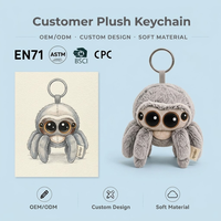 Peluche personnalisée OEM, adorable petit jouet en peluche araignée, porte-clés et pendentif, mascotte de marque pour boulangerie, fabricant, conception personnalisée, CE