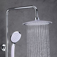 Ensemble de douche moderne en laiton chromé avec cartouche céramique, pommeau de douche pluie, barre coulissante, mitigeur monocommande, finition polie, robinet de sortie eau froide pour hôtel