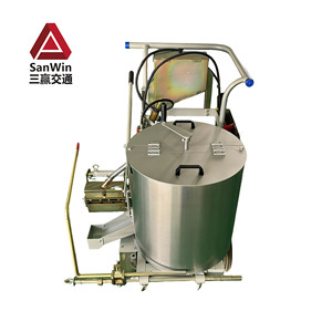 Machine de marquage routier thermoplastique autotractée SanWin pour la construction, à double trémie, chauffage GPL, poussée manuelle, faible température - Product Image 3