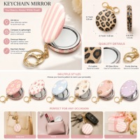 Porte-clés miroir personnalisé, porte-clés miroir en cuir portable, pendentif miroir double face, mini miroir de poche compact, porte-clés miroir, cadeau de luxe