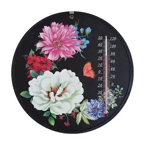 Thermomètre mural de jardin portable en bois décoratif intérieur et extérieur