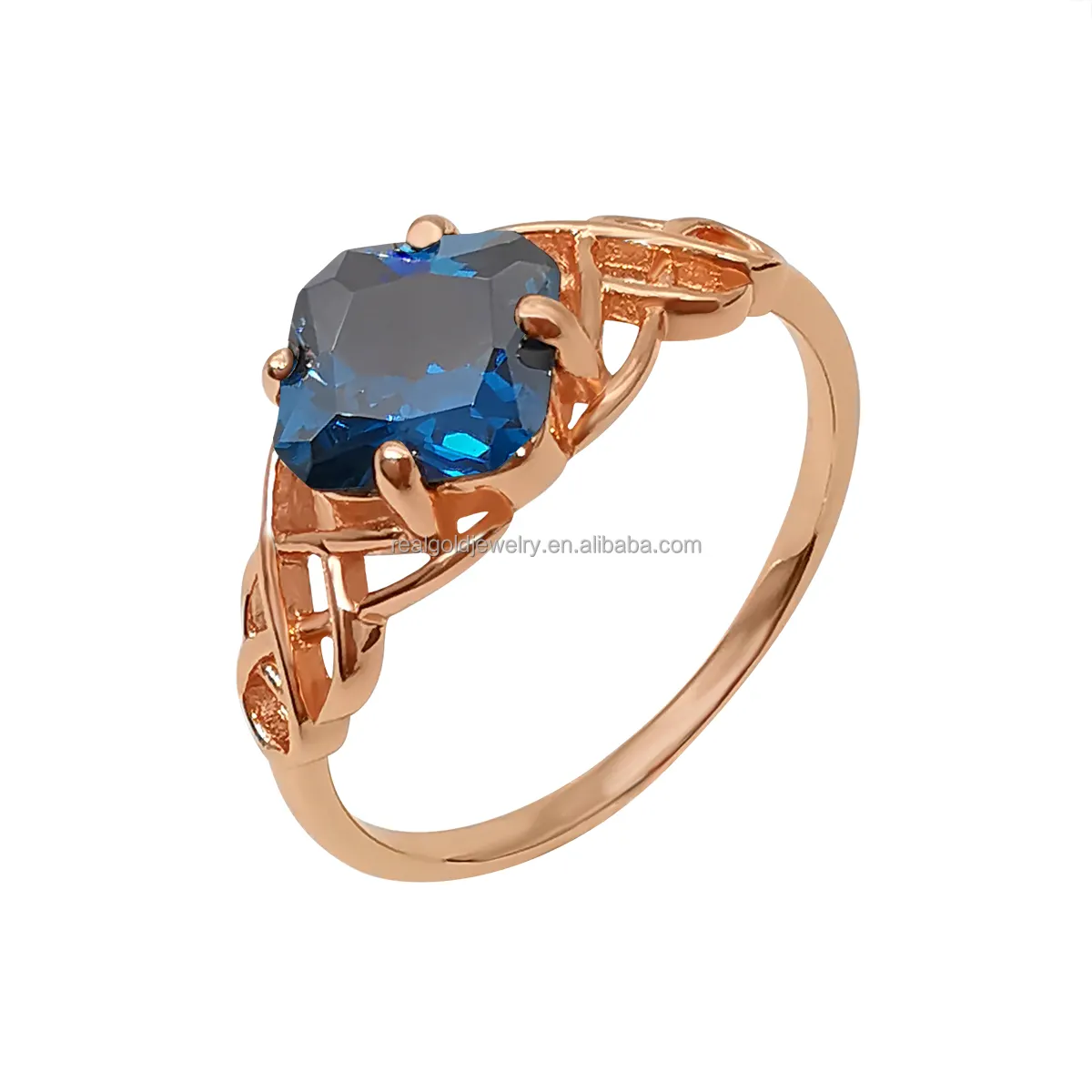 Hot Selling Zircon Stone Rings 14K Real Rose Gold Rings Jewelry Fashion Women Jewelry Ring