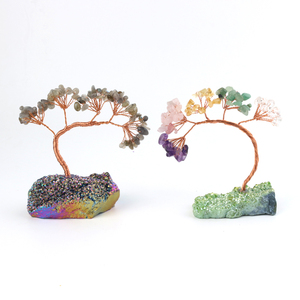 Handmade Rainbow <b>Chakra</b> Crystal Chips Modeling <b>Tree</b> Natural Agate Slice Base Gemstone Money <b>Tree</b> for Feng Shui - Product Image 6