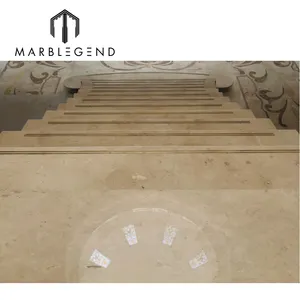 Barandillas de balcón de piedra natural, diseño de escalera de mármol beige para mármol, venta al por mayor