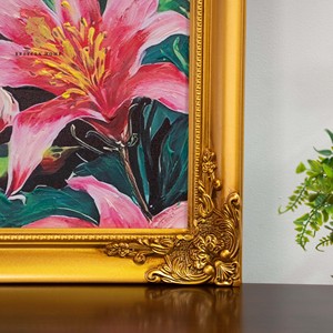 Dipinto a Olio su Tela Fatto a Mano 80*120cm, <span class=keywords><strong>Leopardo</strong></span> Rosa con Cornice in Legno Massiccio, Arte Murale Tropicale per Camera da Letto e Decorazione Alberghiera - Product Image 4