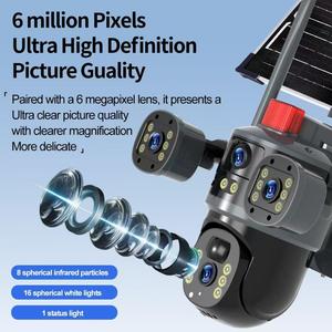 3 ống kính 3 Lượt xem 12MP 4G Thẻ Sim năng lượng mặt trời ngoài trời Mạng Máy ảnh 360 PTZ IP CCTV không dây Wifi Camera An Ninh tầm nhìn ban đêm CMOS - Product Image 6