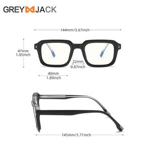 Lunettes carrées Greyjack anti-lumière bleue, monture complète, style uni, verres en acrylique K055OP - Product Image 4