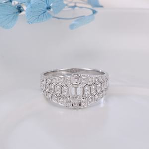 แหวนหมั้นเพชรโมอิสสีทอง18K สำหรับผู้ชาย - Product Image 3