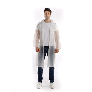 Semi-Transparent White Plastic EVA <strong>Raincoat</strong> Lightweight Breathable Reusable Waterproof Jacket for Outdoor Camping - Product Image 2