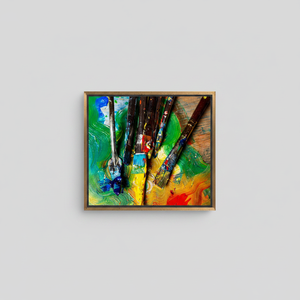 Modern <b>Canvas</b> Print: Contemporary Colorful Brushstroke Glass Art,GOLD <b>FRAMED</b> <b>CANVAS</b> - Product Image 2