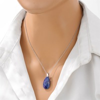 Collar con Colgante de Amatista Natural en Forma de Lágrima, Cadena de Acero Inoxidable, Cristal Curativo Facetado, Collar Impermeable con Piedra de Nacimiento para Mujer