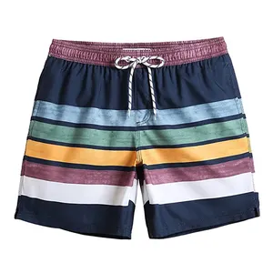 Custom colorful striped high quality men surf board swimming short mens swim trunks