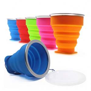Vaso de Agua Plegable de Silicona Portátil de 200 ml W30501 para Uso en Campamentos al Aire Libre - Product Image 1
