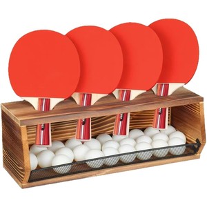 Estante de almacenamiento para palas de ping pong montado en la pared, 4 compartimentos, gran capacidad, organizador de escritorio para interiores, forma rectangular - Product Image 5