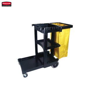 <span class=keywords><strong>Rubbermaid</strong></span> FG617388BLA <span class=keywords><strong>Chariot</strong></span> de nettoyage traditionnel avec sac en vinyle jaune à fermeture éclair pour ramasser les déchets et transporter les outils - Product Image 3