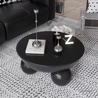Table basse circulaire convertible minimaliste moderne, luxe haut de gamme, hauteur réglable, rangement, bois noir, pour salon