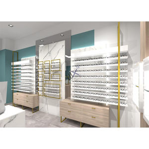 Vitrina de exhibición de diseño de tienda óptica de quiosco de gafas de sol de metal y madera de gama alta personalizada para escaparates - Product Image 1