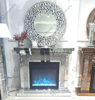 Cheminée électrique à miroir LED pour salon, meubles en diamant concassé