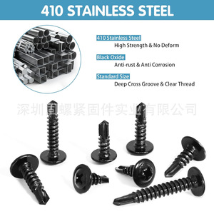 380pcs <b>Black</b> Stainless Steel Self Tapping Screws Large <b>Flat</b> Head Grade 8 <b>Sheet</b> Metal Imperial Inch 410 Steel Boxed - Product Image 5