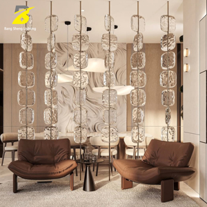 Cloison de luxe moderne, lampe suspendue créative en verre à effet <span class=keywords><strong>d</strong></span>'ondulation pour la <span class=keywords><strong>d</strong></span>écoration intérieure, hôtel, <span class=keywords><strong>salle</strong></span> <span class=keywords><strong>d</strong></span>'exposition - Product Image 5