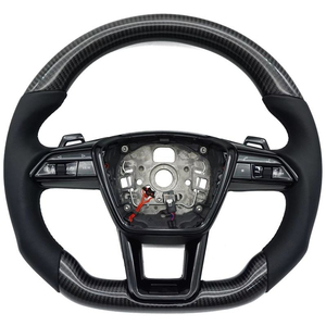Volante di Lusso in Fibra di Carbonio Personalizzato con 3 Razze e Impugnatura da 35mm per <span class=keywords><strong>Audi</strong></span> A6 C8 RS7 S3 8V A5 B8 <span class=keywords><strong>TT</strong></span> - Product Image 5