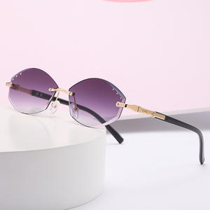 แว่นกันแดดทรงไร้กรอบสไตล์เกาหลีสำหรับผู้หญิง เลนส์ PC ป้องกันรังสียูวี 400 กรอบสีดำ รุ่น C4 แฟชั่นสำหรับเดินทาง ขับรถ ป้องกันแสงแดด - Product Image 2