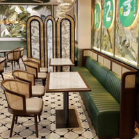 Juego de Sillas y Mesa de Comedor de Madera y Cuero Modernos Más Vendidos para Cafetería, Banquete, Restaurante