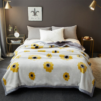 Couverture chauffante portable en polyester 100% douce et chaude à motif floral coréen à 2 plis pour toutes les saisons