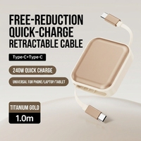 Câble de données rétractable USB Type-C vers Type-C 240W à charge rapide en PVC avec conducteur en cuivre pur pour téléphone portable, tablette, voiture