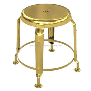 Tabouret décoratif de salon tabouret à usage domestique plaqué aluminium en métal avec siège doré Table en métal - Product Image 4