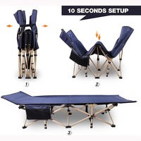 Lit de camping pliable moderne en alliage d'aluminium pour l'extérieur avec tubes élastiques épaissis et structurés pour une stabilité accrue