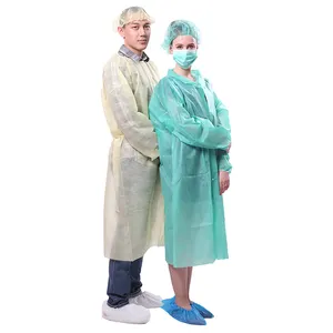 Customized Disposable Clean Room Work Wear Single Use Yellow Nonwoven Lab Coat