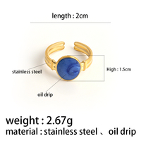 Bague ouverte ajustable en acier inoxydable plaqué or, forme ovale, rouge et blanc, design simple, rose, vente en gros