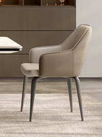 Chaise de salle à manger de luxe léger, style italien haut de gamme, avec accoudoirs entièrement rembourrés en cuir ultra-fibre, pour table îlot et table à manger