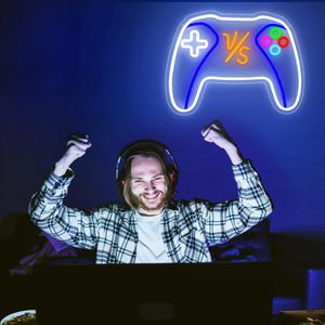 Enseigne néon <span class=keywords><strong>VS</strong></span> Gamepad - Lumière <span class=keywords><strong>LED</strong></span> blanc chaud alimentée par USB, indice IP20, pour salle de jeux/décoration de chambre d'adolescent - Product Image 4