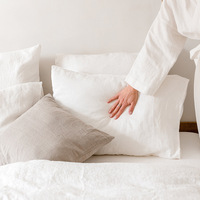 Housse de coussin rectangulaire en lin naturel 100% pré-lavé, couleur unie, fermeture à rabat, style Wabi Sabi pour canapé