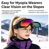 Masque de ski magnétique relevable avec protection UV400, verres miroir, anti-buée, étanche, coupe-vent, vision large 120°, logo personnalisé OEM