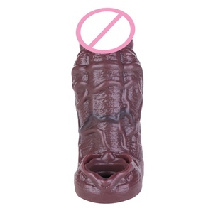 Funda de silicona realista SXXY con anillo para pene, extensor de dildo negro, juguete sexual hueco realista para hombres al por mayor - Product Image 6