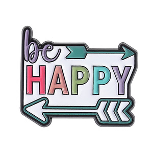 Be Happy Flèche Broche Épingles En Émail Creative Positive Détorate Broches En Métal Sac À Dos Revers Badge Bijoux Cadeaux pour Enfants Amis - Product Image 2
