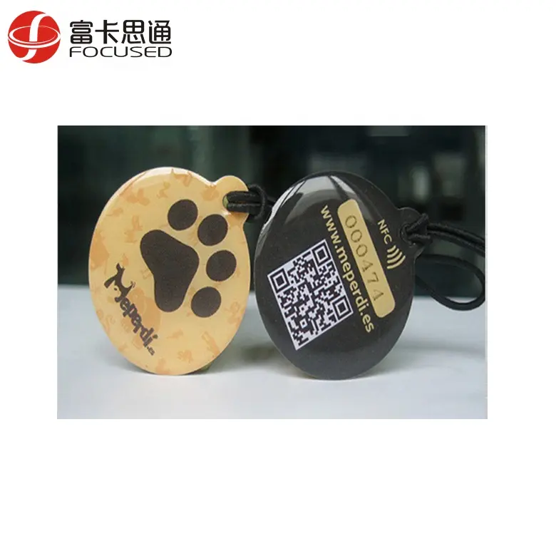 Goedkope HF QR Code NTAG213 Epoxy Sleutelhanger NFC Oor Hond Animal RFID Tag