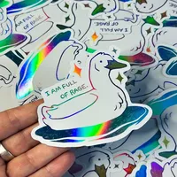 Étiquettes autocollantes holographiques en PVC découpées à la forme, imperméables, avec logo personnalisé pour la décoration de cadeaux et d'artisanat, marque Bwill