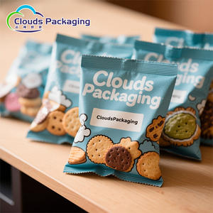 Sacchetti per Biscotti con Chiusura Posteriore, Buste in <span class=keywords><strong>Plastica</strong></span> PE Termosaldabili di Grado Alimentare, Sacchetti <span class=keywords><strong>Trasparenti</strong></span> per Caramelle e Patatine con Logo Personalizzato - Product Image 3