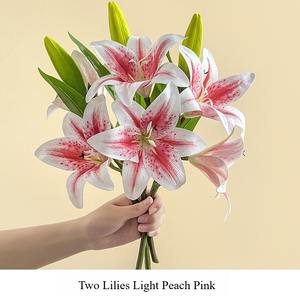 Yüksek Kaliteli 3 Başlı Zambak El Yapımı Yapay Çiçek Süsü Düğün Anneler Günü-Modern Tarz Otel Oturma Odası Dekorasyonu - Product Image 5