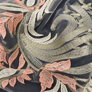 Coloré luxe fleur maille dentelle robe tissu fleur 3d tricoté durable robe de soirée de mariage brodé 100% Nylon - Product Image 3