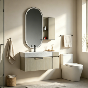 Bathroom Single Cabinet Set Modern Rectangular Resistant <b>Mirror</b> Cabinet Design Mdf Bathroom Vanity Cabinets with <b>Led</b> <b>Mirror</b> - Product Image 1